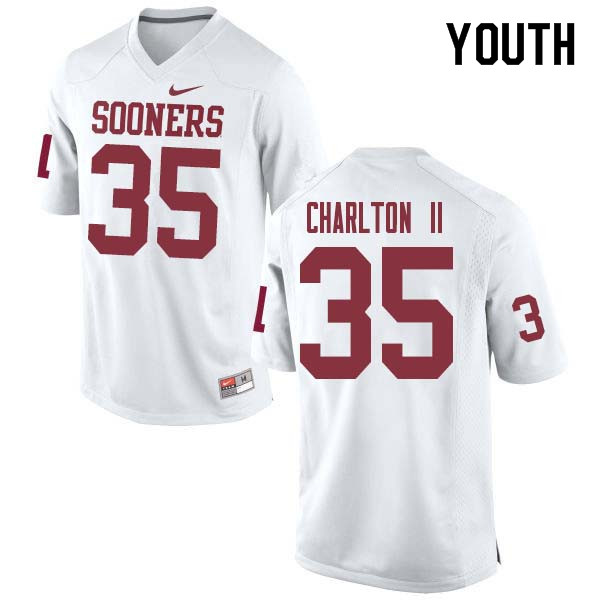 Youth #35 Robert Charlton II Oklahoma Sooners College Football Jerseys Sale-White - Click Image to Close